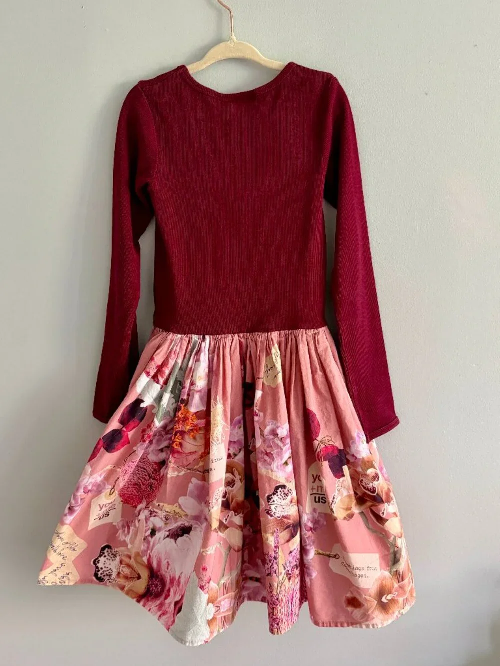 Molo Floral Mixed Media Long Sleeve Casie Dress Size 122/128 7-8Y